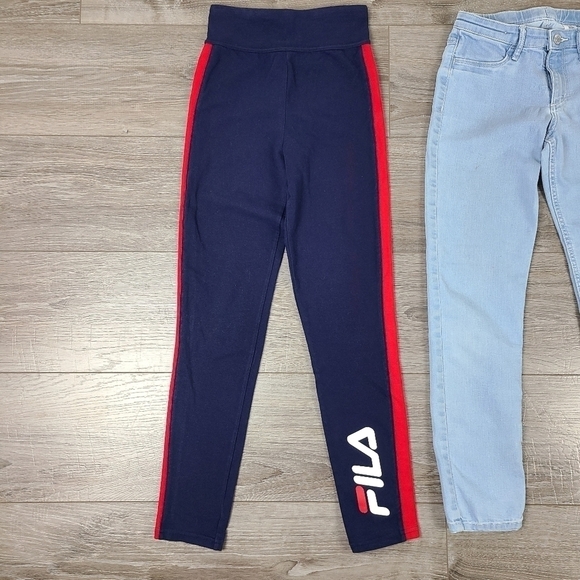 Lot of 3 Girl's Pants Leggings Jeans and Faux Leather Pants Size 9-12 - Picture 2 of 15